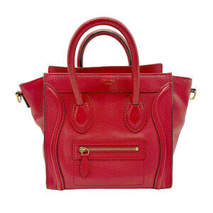 Celine Luggage Shopper Leather Shoulder Bag Red
